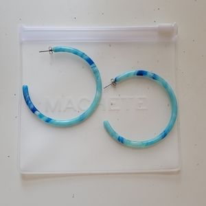 Large Machete Hoop Earrings French Coast Blue